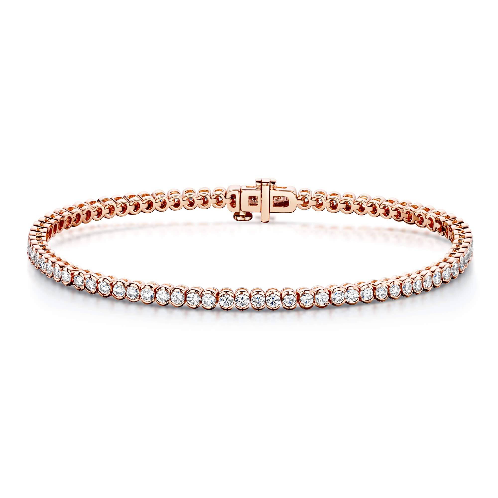 Berry's 18ct Rose Gold Round Brilliant Diamond Rubover Set Tennis Bracelet - Berry's Jewellers