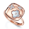 Berry's 18ct Rose Gold Square Flower Ring With Diamonds and Mother Of Pearl Flower - Berry's Jewellers