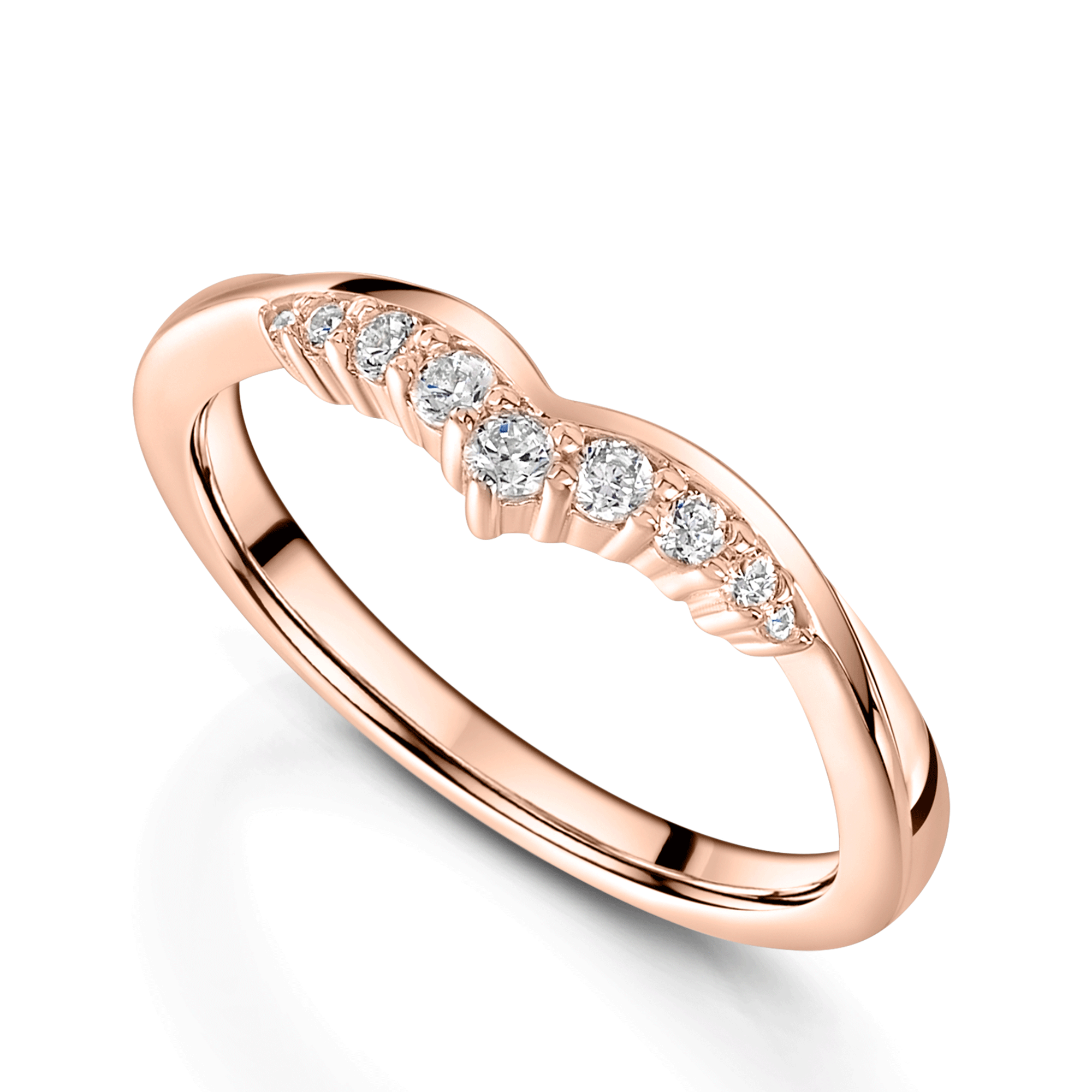 Berry's 18ct Rose Gold V Shaped Diamond Set Wedding Ring - Berry's Jewellers