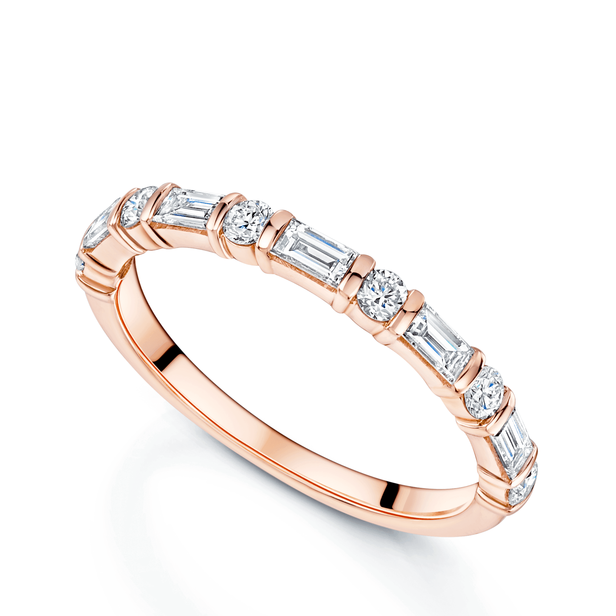 Berry's 18ct Rose or White Gold Baguette & Brilliant Cut Diamond Eternity Ring - Berry's Jewellers