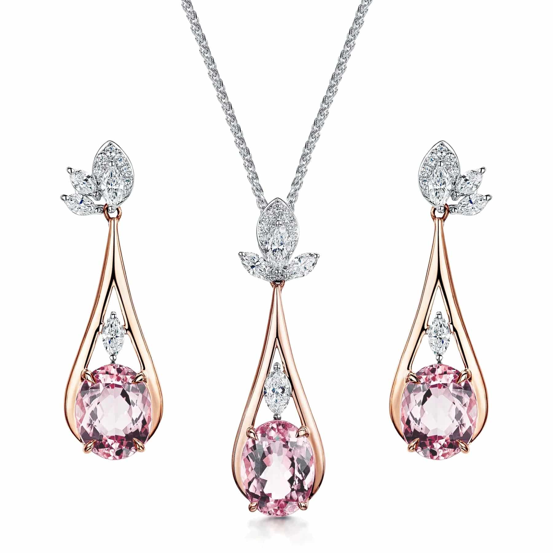 Berry's 18ct Rose & White Gold Pink Tourmaline Jewellery Set - Berry's Jewellers