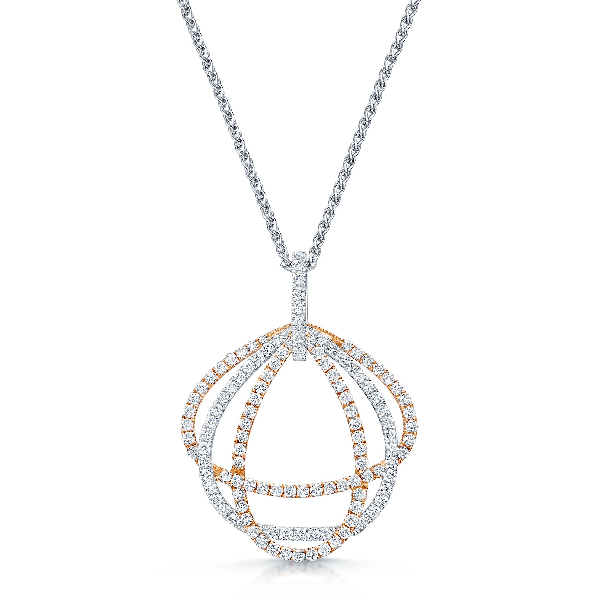 Berry's 18ct White And Rose Gold Diamond Entwined Open Pendant - Berry's Jewellers