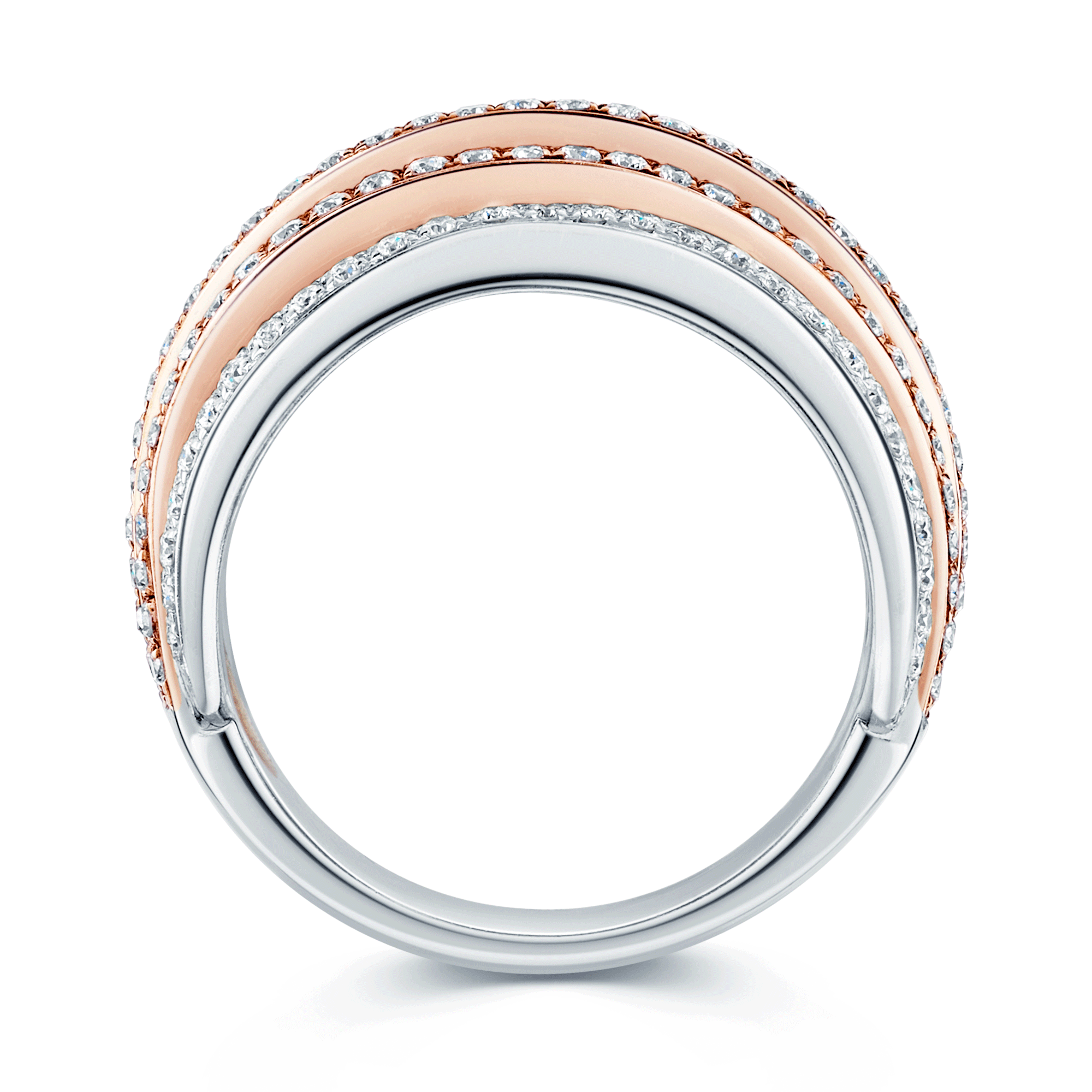 Berry's 18ct White And Rose Gold Diamond Five Strand Dress Ring - Berry's Jewellers