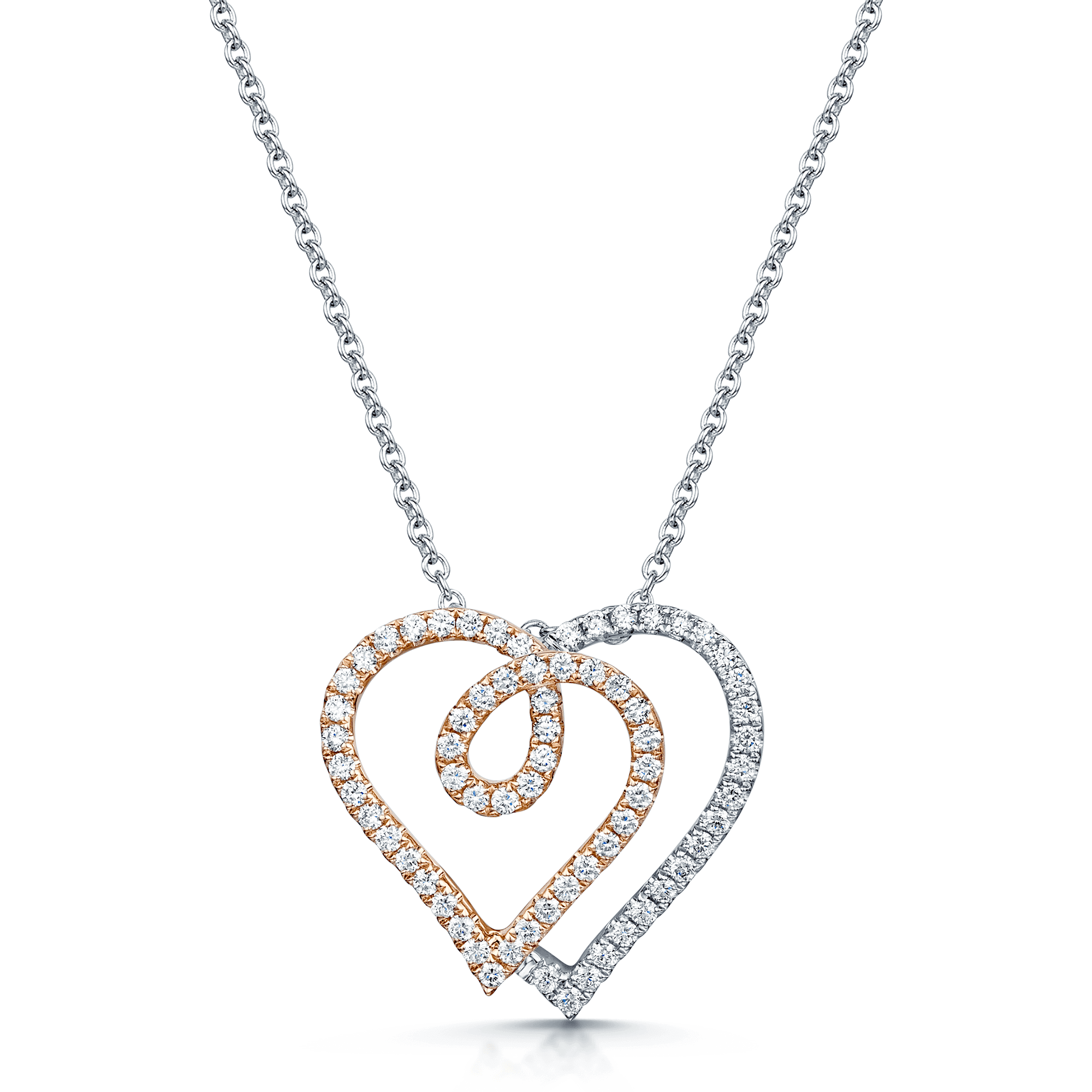 Berry's 18ct White And Rose Gold Entwined Double Heart Pendant - Berry's Jewellers