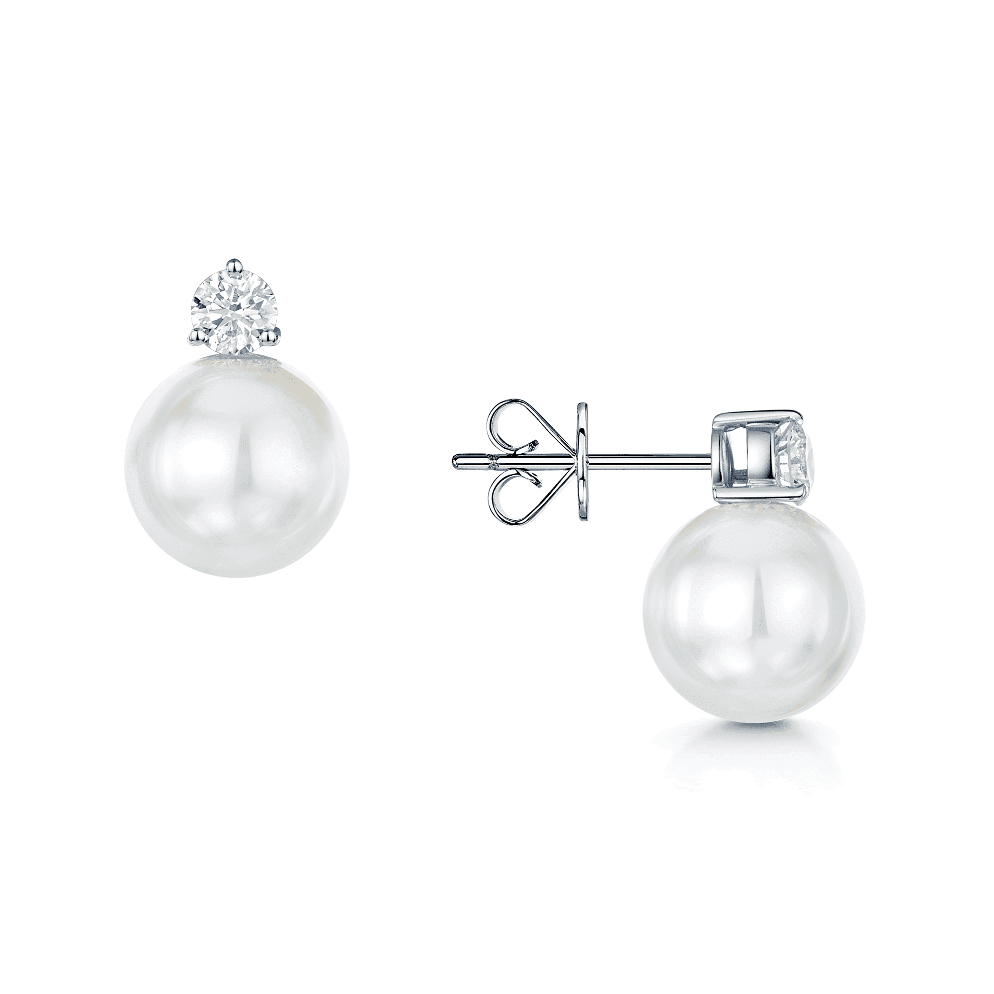 Berry's 18ct White Gold 10.80mm Pearl and Diamond Stud Earrings - Berry's Jewellers