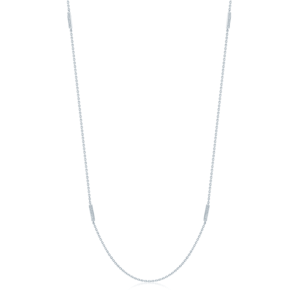 Berry's 18ct White Gold 46cm Chain Necklace With Diamond Set Bars - Berry's Jewellers