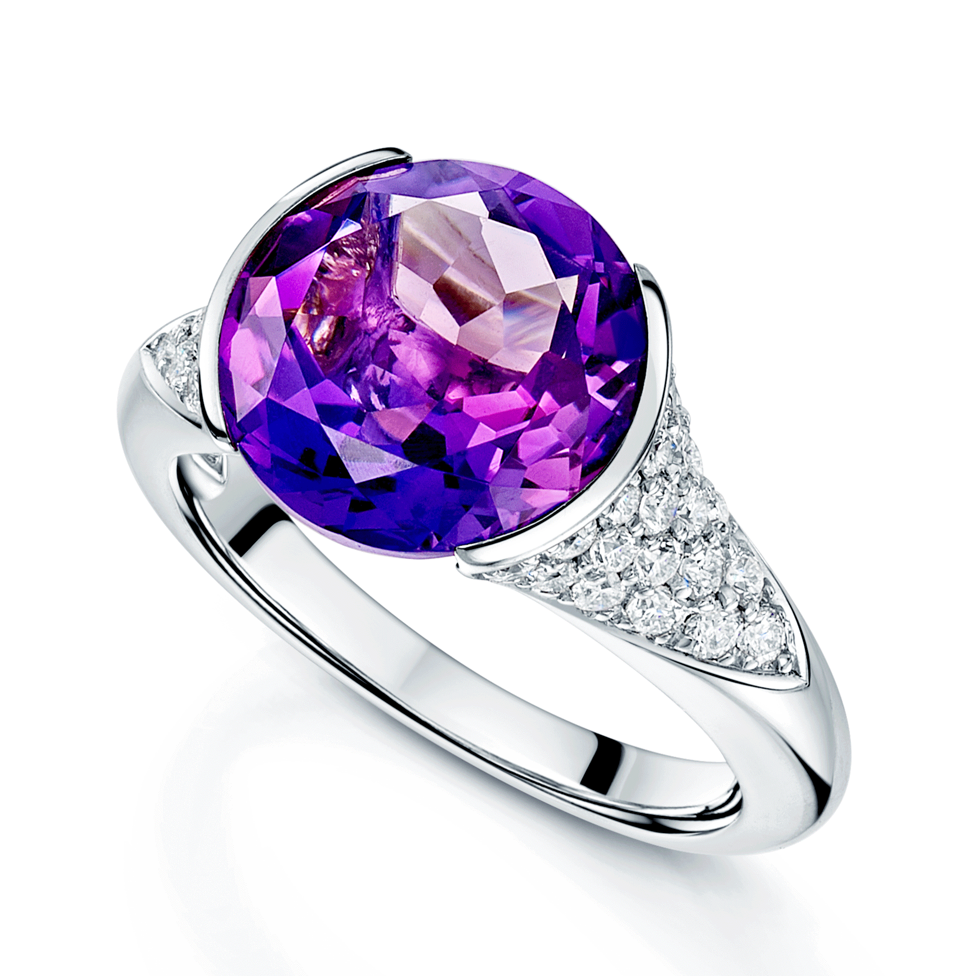 Berry's 18ct White Gold Amethyst And Diamond Pave Set Dress Ring - Berry's Jewellers