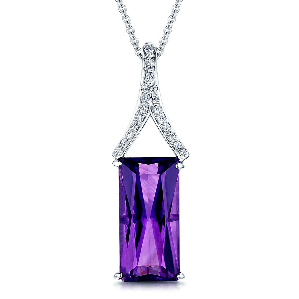 Berry's 18ct White Gold Amethyst & Diamond Pendant - Berry's Jewellers