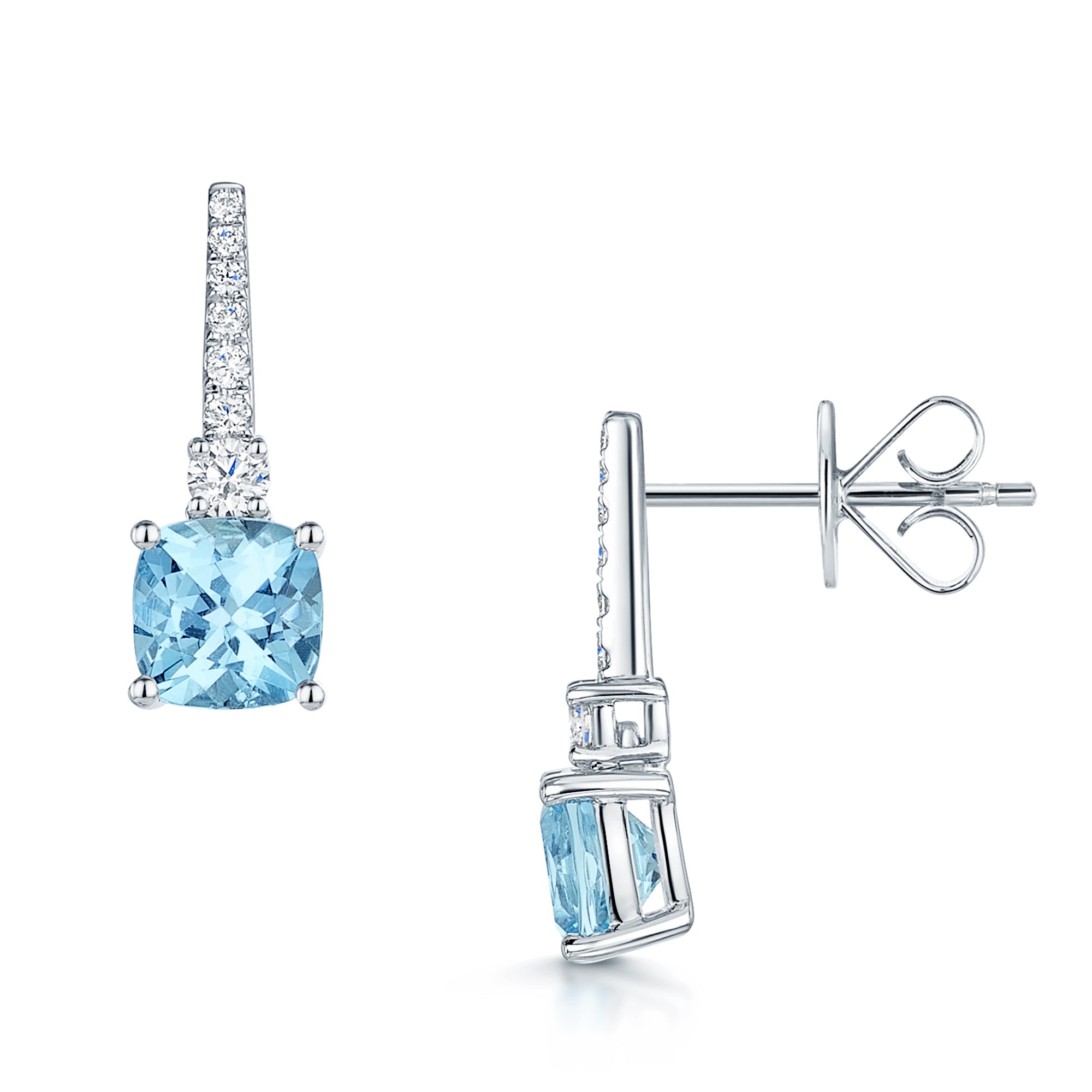 Berry's 18ct White Gold Aquamarine & Diamond Drop Earrings - Berry's Jewellers