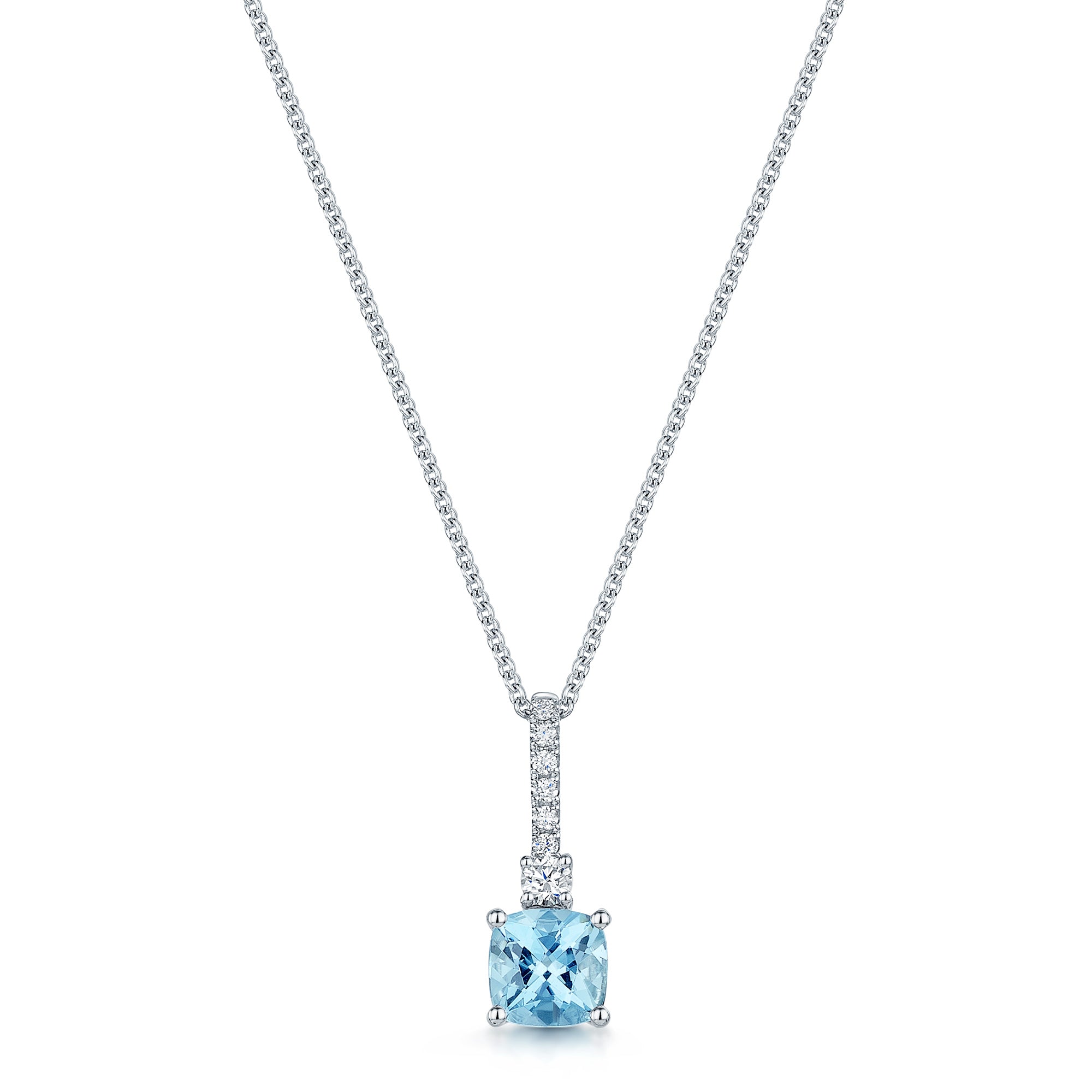 18ct White Gold Aquamarine & Diamond Pendant