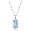 Berry's 18ct White Gold Aquamarine & Diamond Vintage Style Pendant - Berry's Jewellers