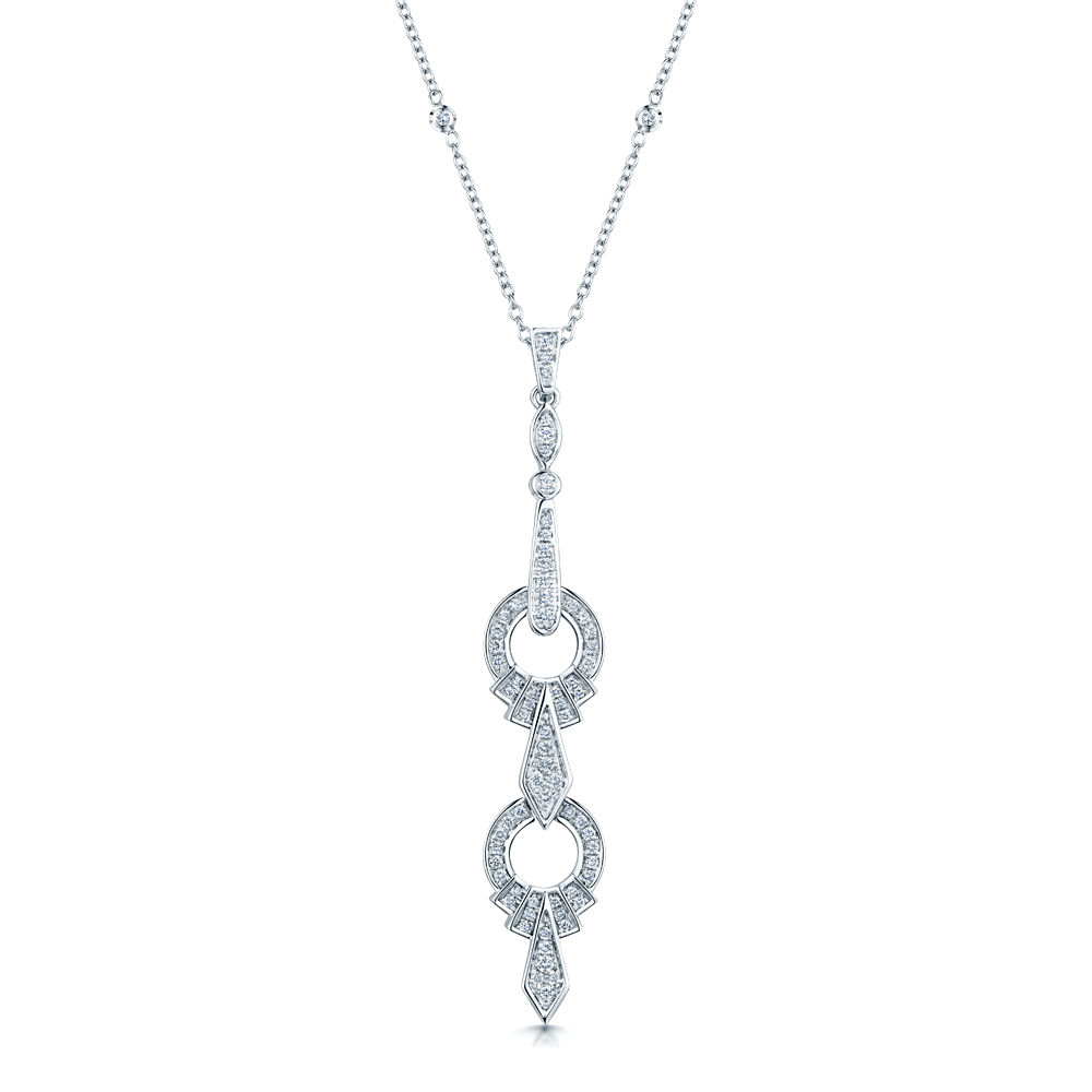 Berry's 18ct White Gold Art Deco Style Diamond Pendant - Berry's Jewellers