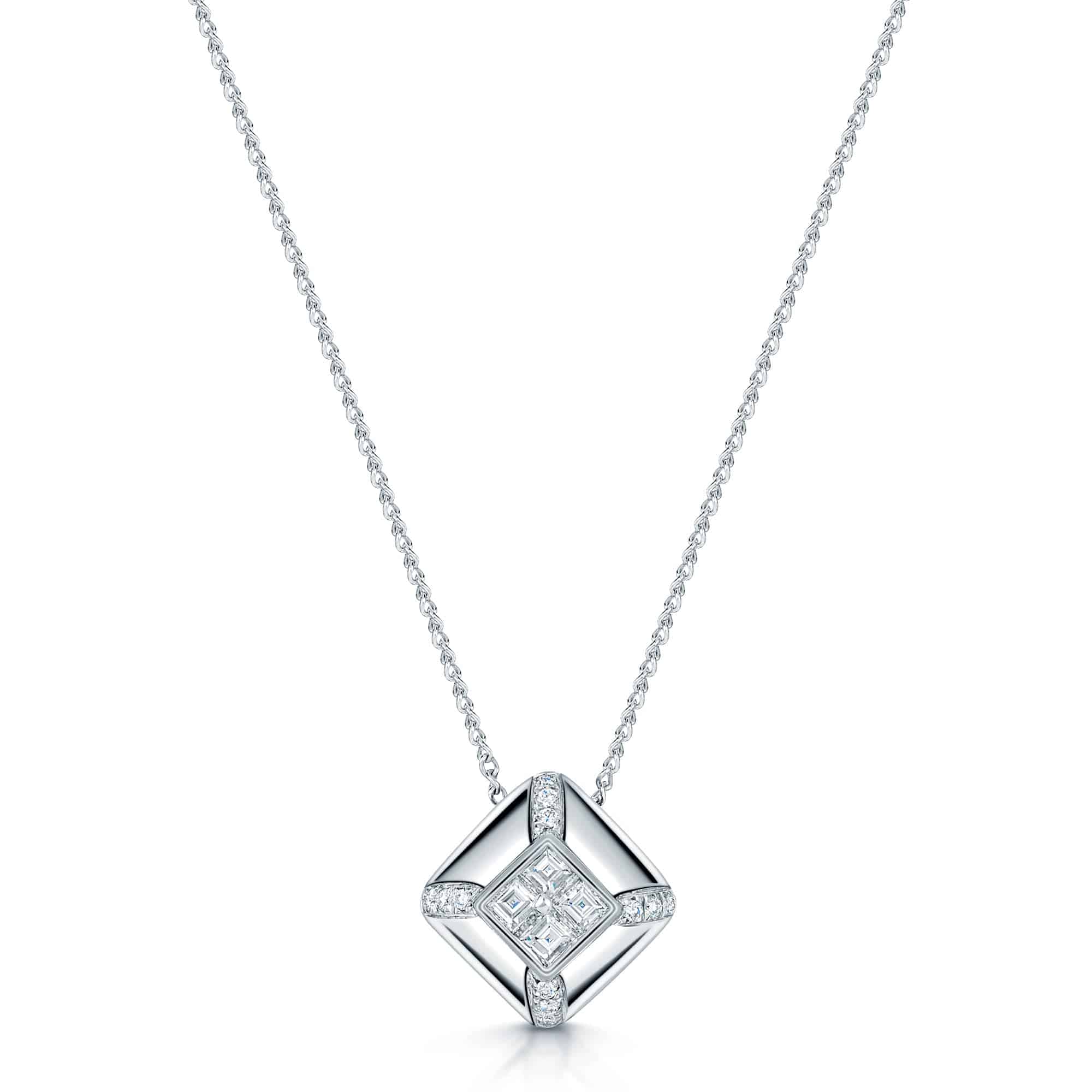 Berry's 18ct White Gold Asscher Cut & Brilliant Cut Diamond Pendant - Berry's Jewellers