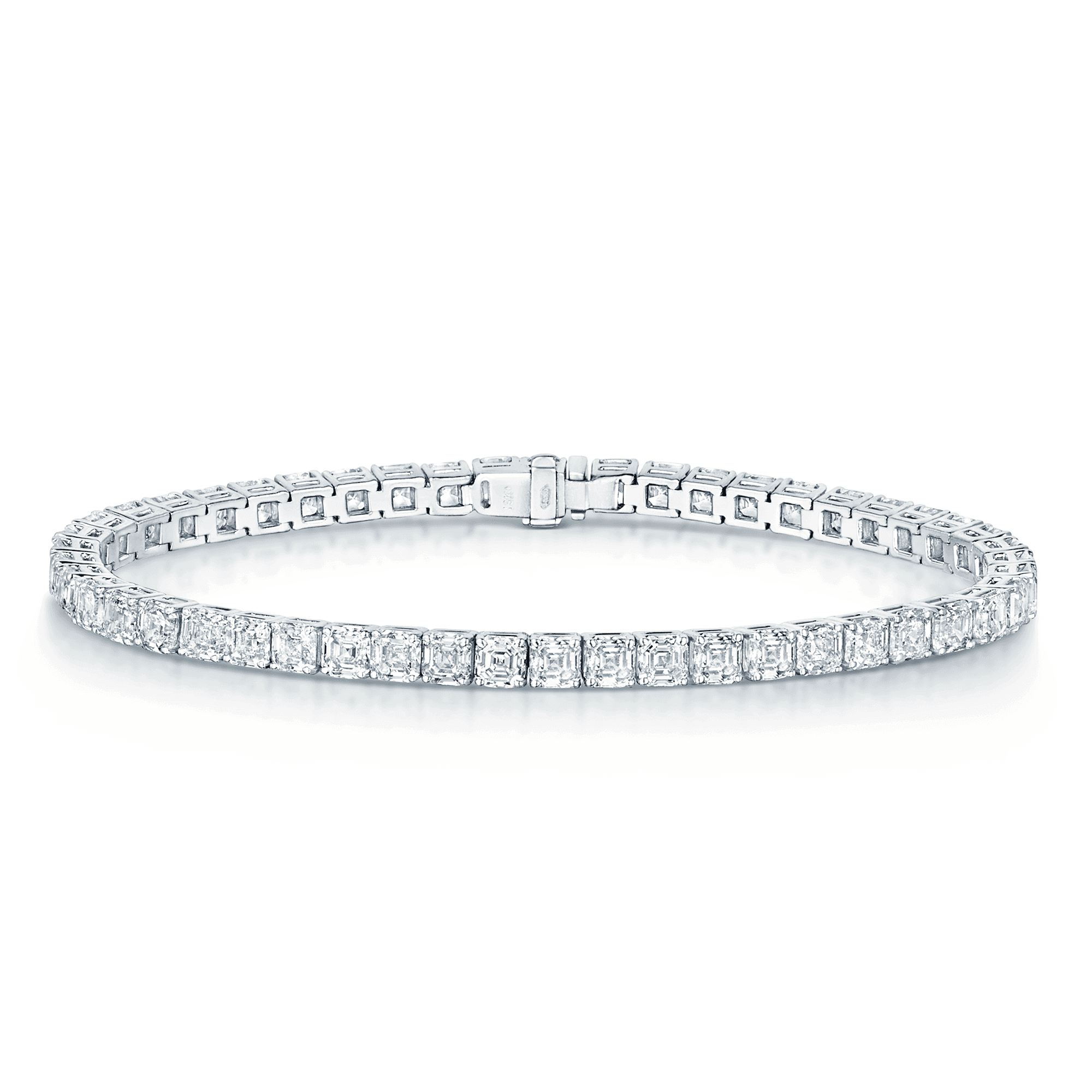 18ct White Gold Asscher Cut Diamond Claw Set Tennis Bracelet