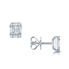 Berry's 18ct White Gold Baguette And Round brilliant Cut Diamond Fancy Cluster Stud Earrings - Berry's Jewellers