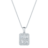 Berry's 18ct White Gold Baguette And Round Brilliant Cut Diamond Square Halo Pendant - Berry's Jewellers