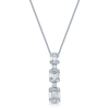 18ct White Gold Baguette and Round Brilliant Cut Diamond Three Tier Drop Pendant