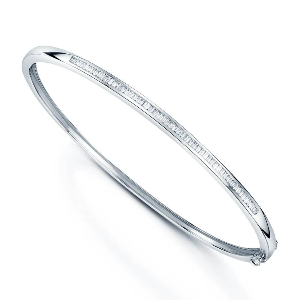 Berry's 18ct White Gold Baguette Cut Diamond Channel Set Bangle - Berry's Jewellers