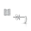 18ct White Gold Baguette & Round Brilliant Diamond Stud Earrings