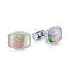 Berry's 18ct White Gold Black Mother Of Pearl And Round Brilliant Cut Diamond Set Cufflinks - Berry's Jewellers