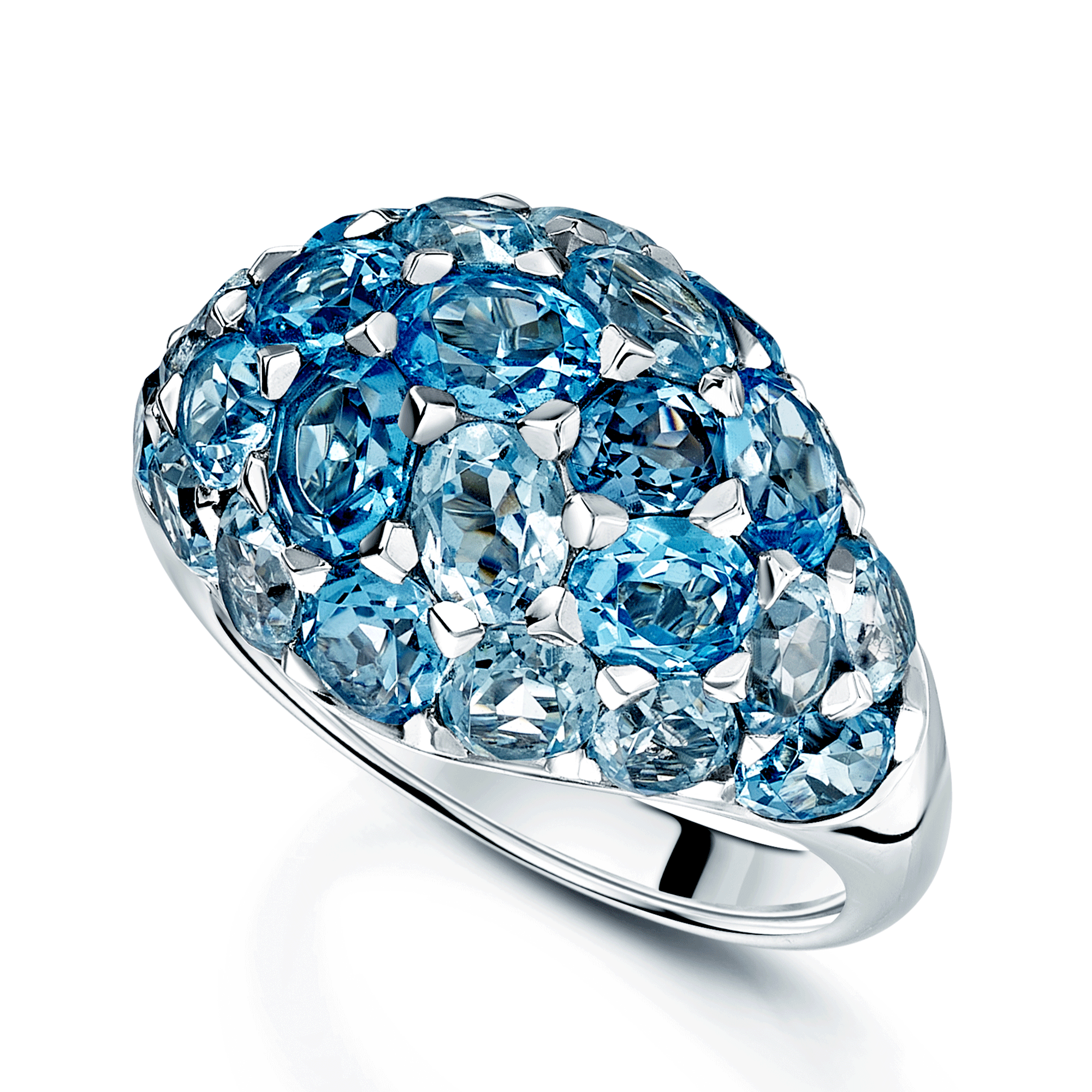 Berry's 18ct White Gold Blue Topaz Domed Style Ring - Berry's Jewellers