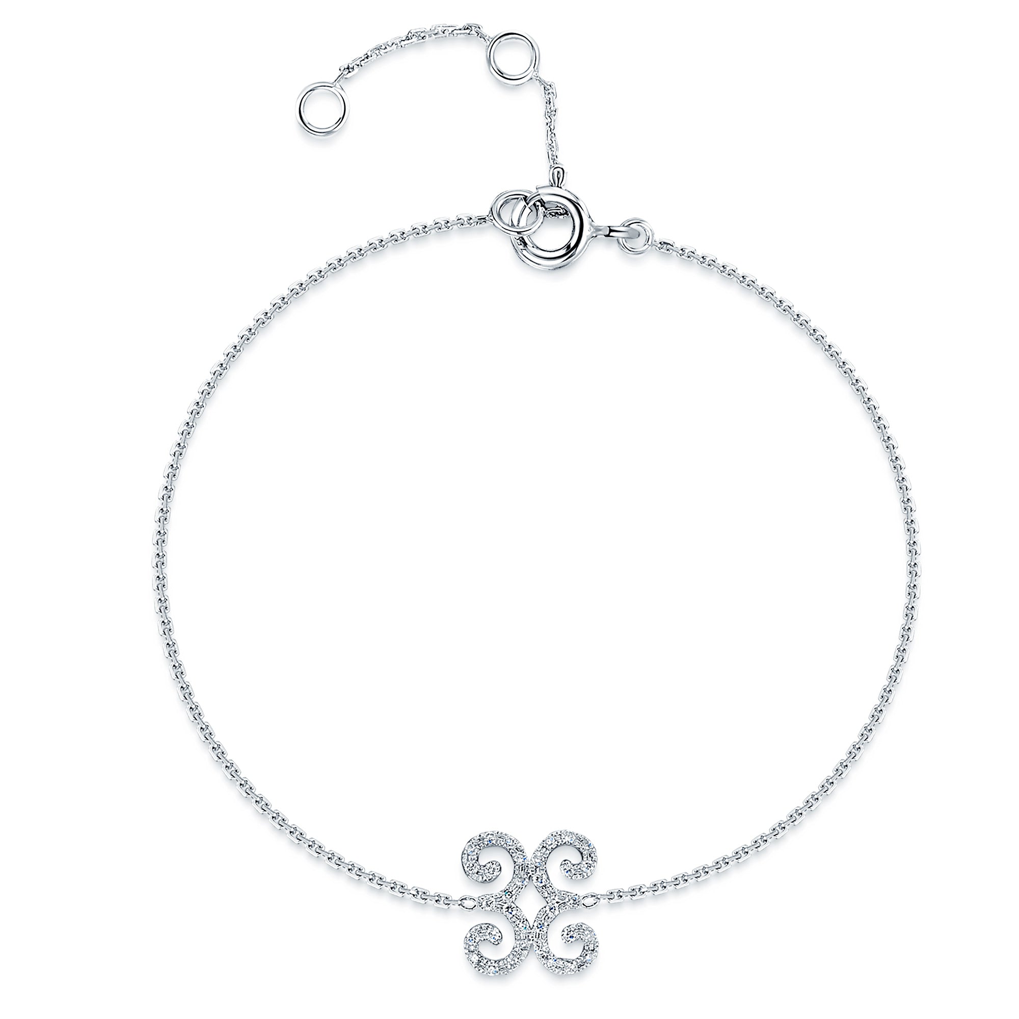 18ct White Gold Bracelet With An Integral Diamond Set Scroll Design