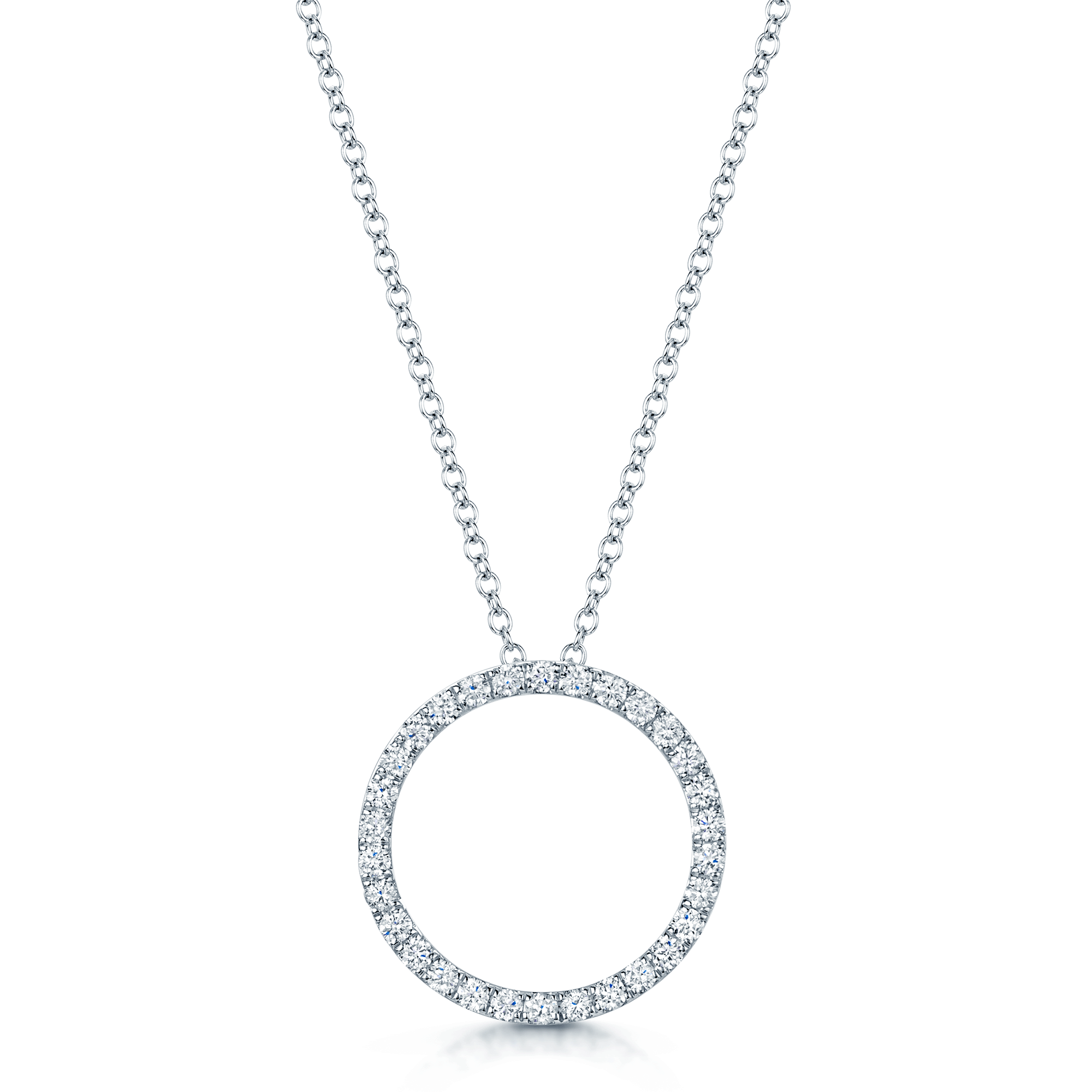 18ct White Gold Brilliant Cut Diamond Circular Pendant