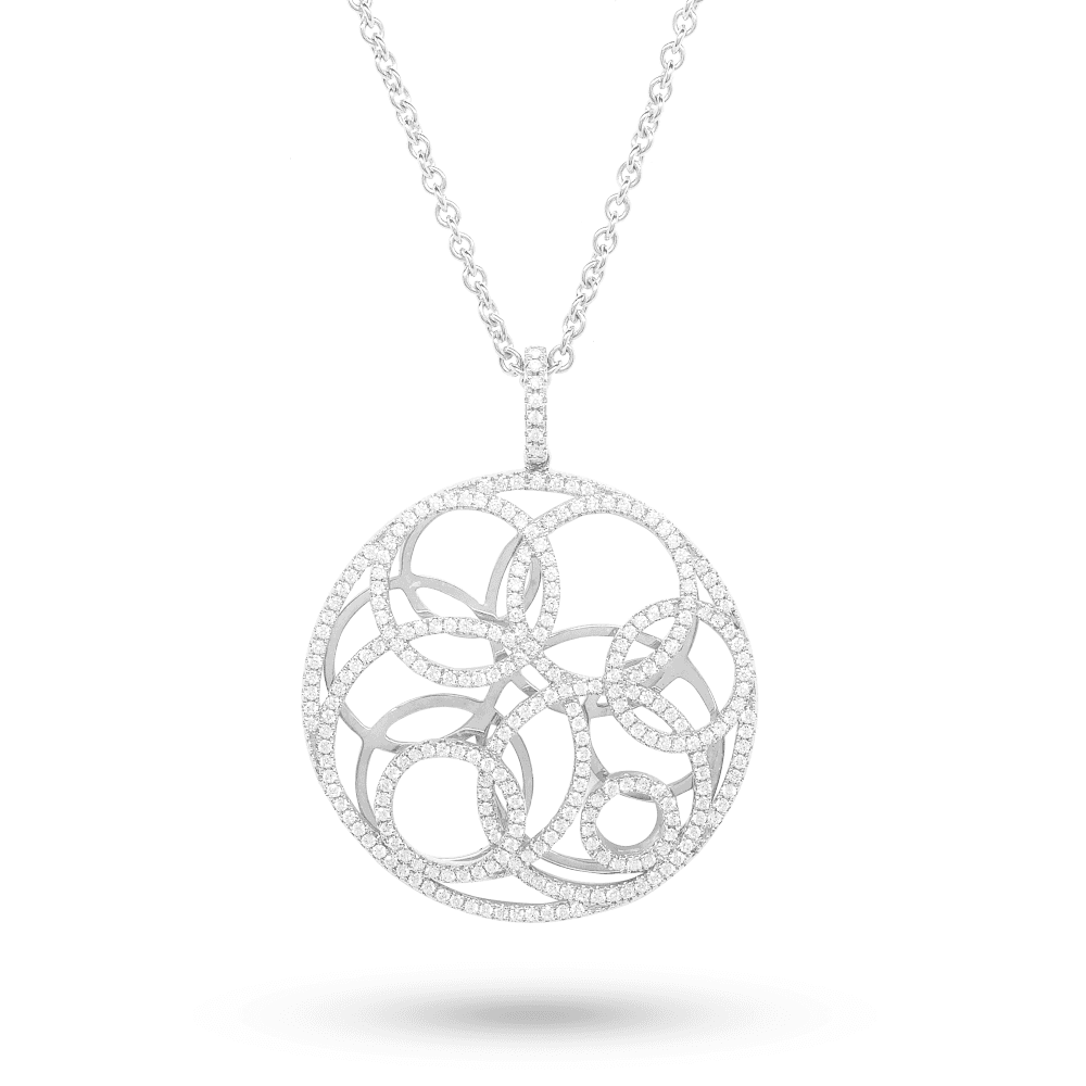 18ct White Gold "Bubbles" Style Diamond Pendant