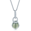 Berry's 18ct White Gold Cabochon Prehnite & Diamond Pendant - Berry's Jewellers