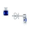 Berry's 18ct White Gold Claw Set Step-Cut Blue Sapphire & Asscher Cut Diamond Earrings - Berry's Jewellers