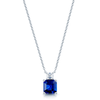 Berry's 18ct White Gold Claw Set Step-Cut Blue Sapphire & Asscher Cut Diamond Pendant - Berry's Jewellers