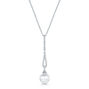 Berry's 18ct White Gold Cultured Pearl & Round Brilliant Cut Diamond Drop Pendant - Berry's Jewellers