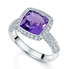 Berry's 18ct White Gold Cushion Cut Amethyst And Diamond Ring - Berry's Jewellers