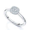 Berry's 18ct White Gold Cushion Cut Halo Ring With Diamond Millgrain Edge Surround - Berry's Jewellers