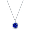 Berry's 18ct White Gold Cushion Cut Tanzanite And Diamond Halo Pendant With A Diamond Bale - Berry's Jewellers