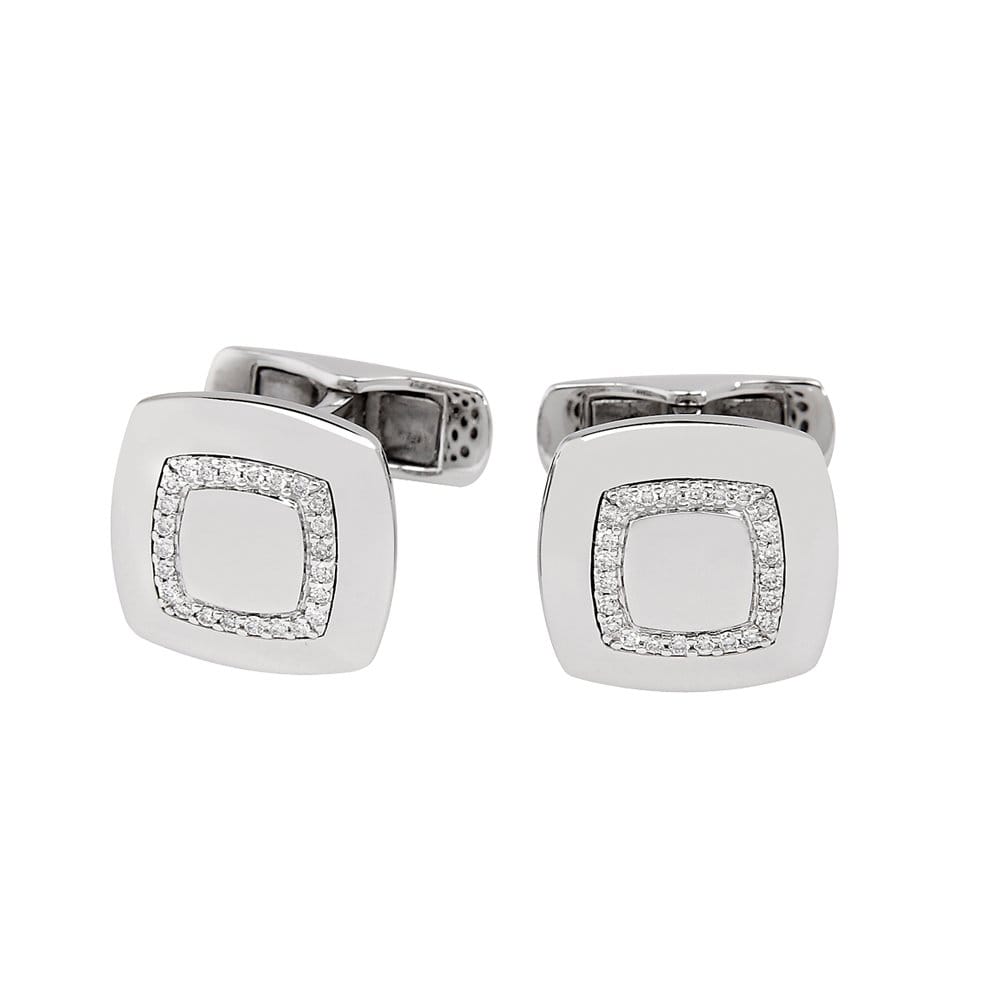 Berry's 18ct White Gold Cushion Shaped Diamond Set Cufflinks - Berry's Jewellers