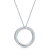 Berry's 18ct White Gold Diamond And Plain Polished Double Circle Pendant - Berry's Jewellers