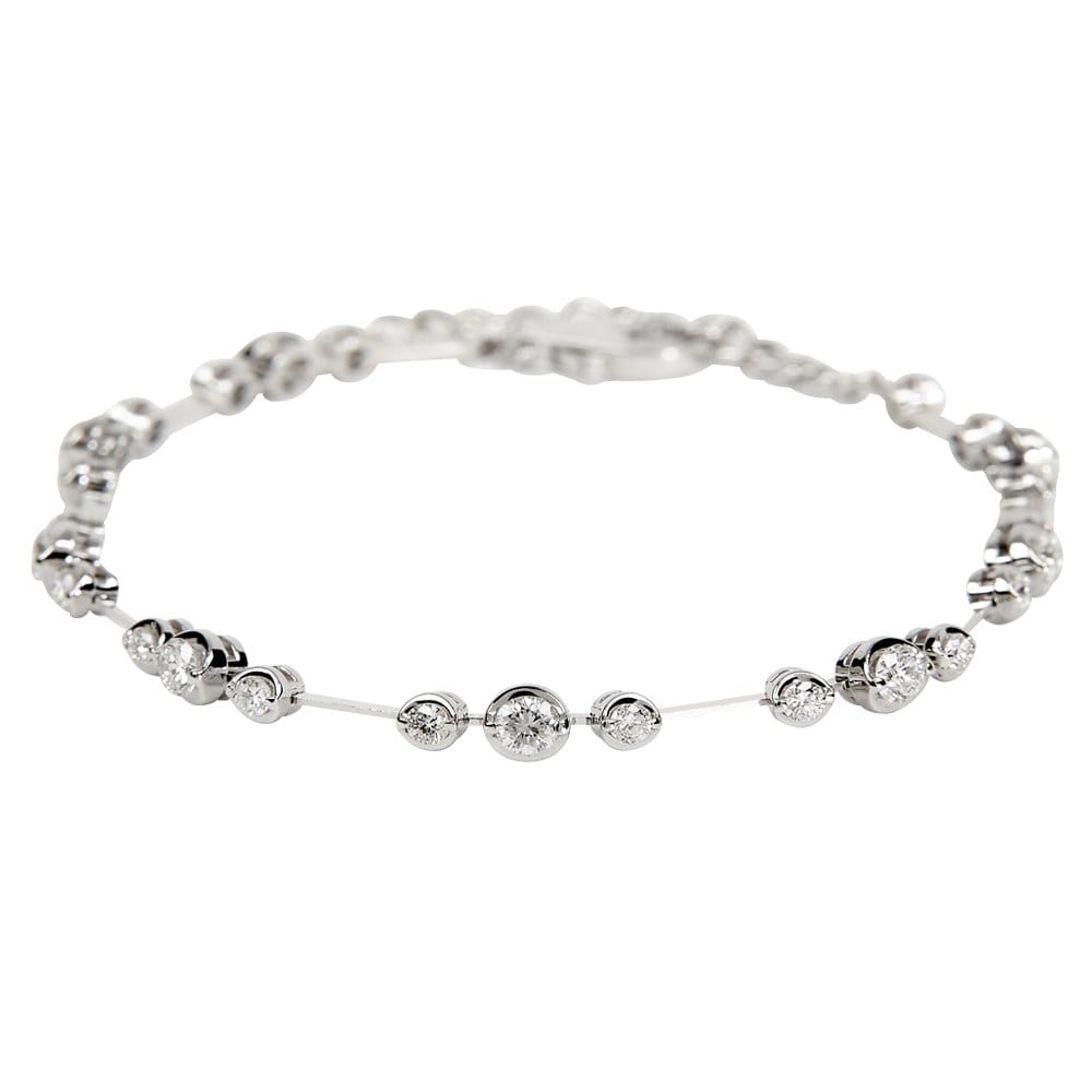 18ct White Gold Diamond & Bar Link Bracelet