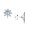 18ct White Gold Diamond Daisy Cluster Earrings