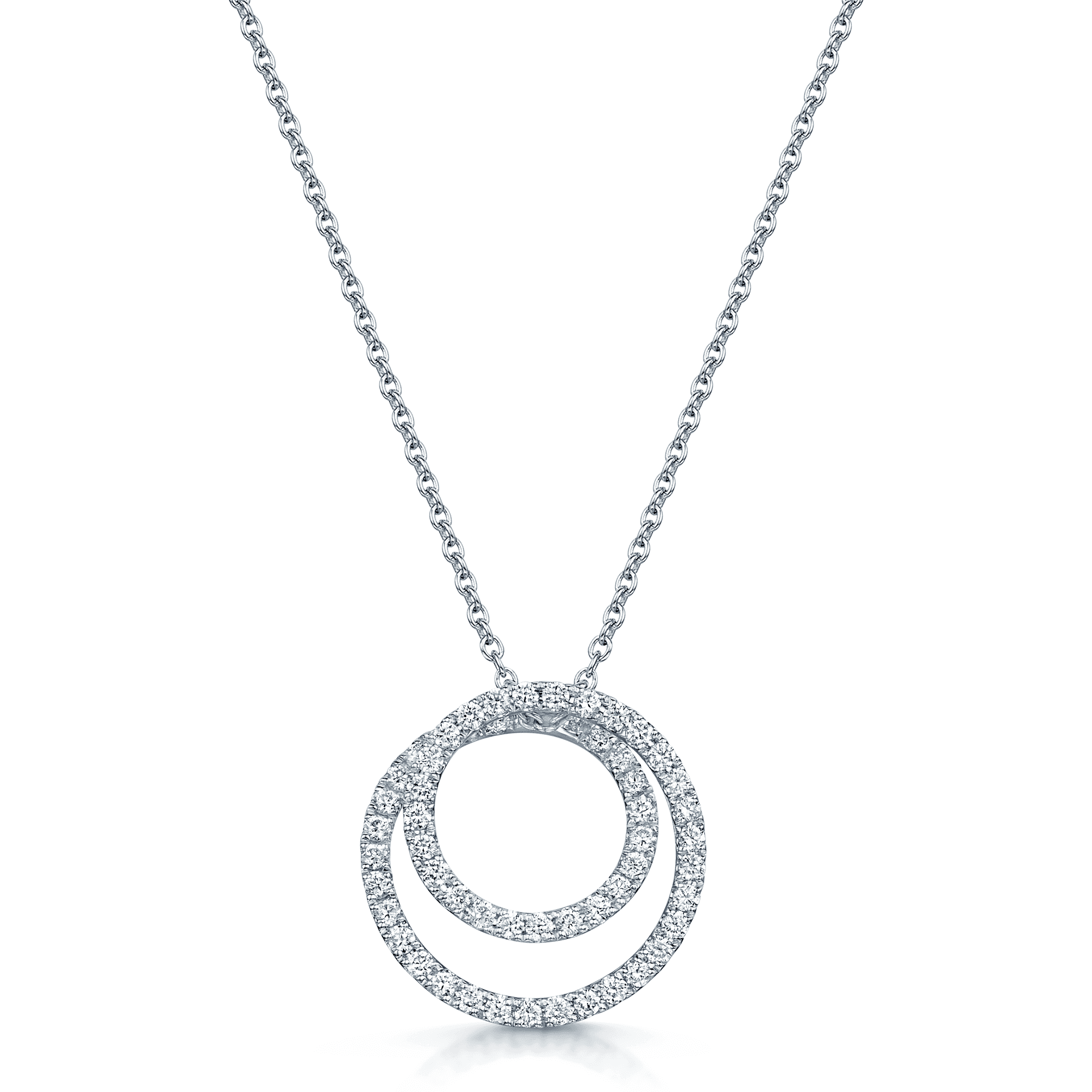 Berry's 18ct White Gold Diamond Double Fine Circle Fancy Pendant - Berry's Jewellers