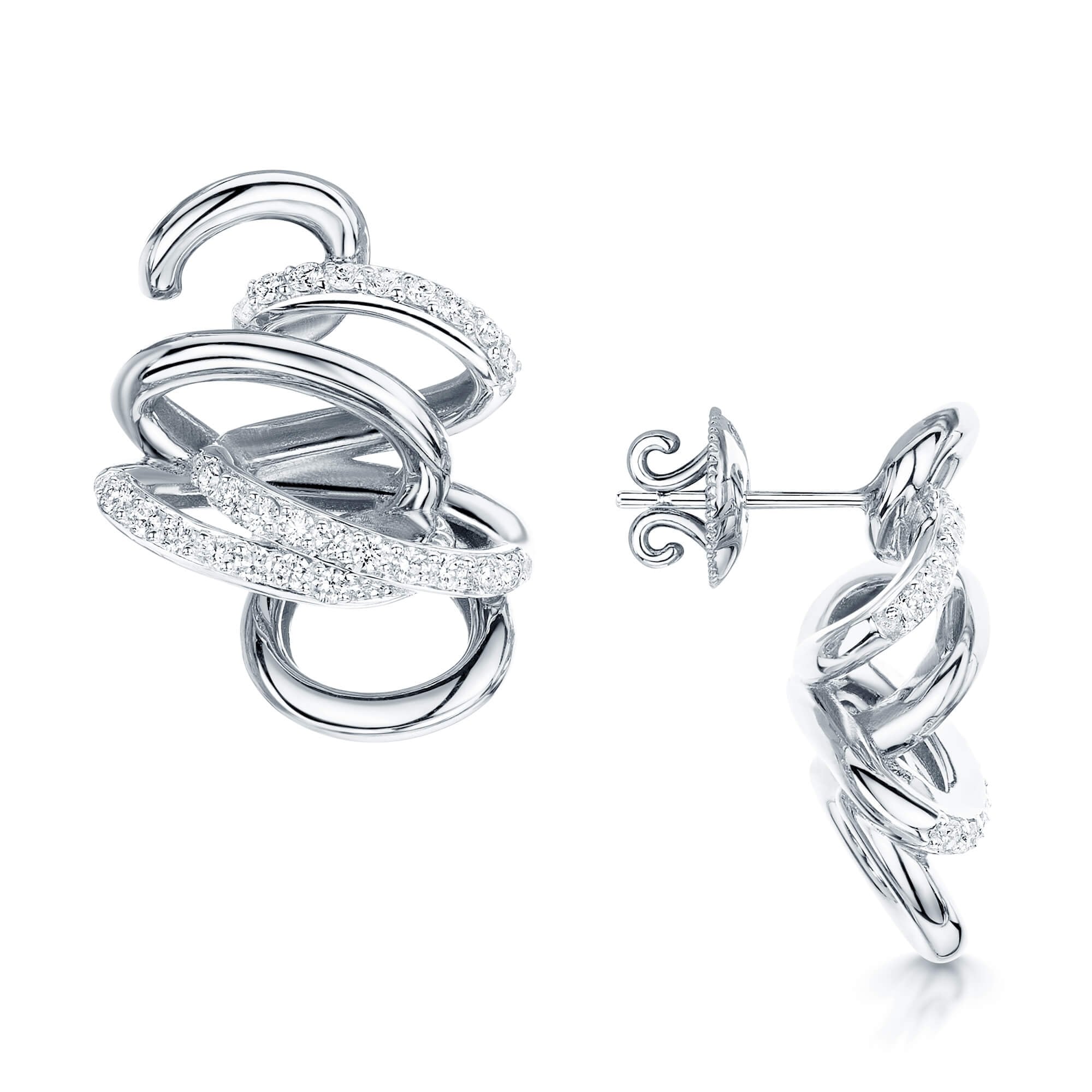 Berry's 18ct White Gold Diamond Entwined Knot Earrings - Berry's Jewellers