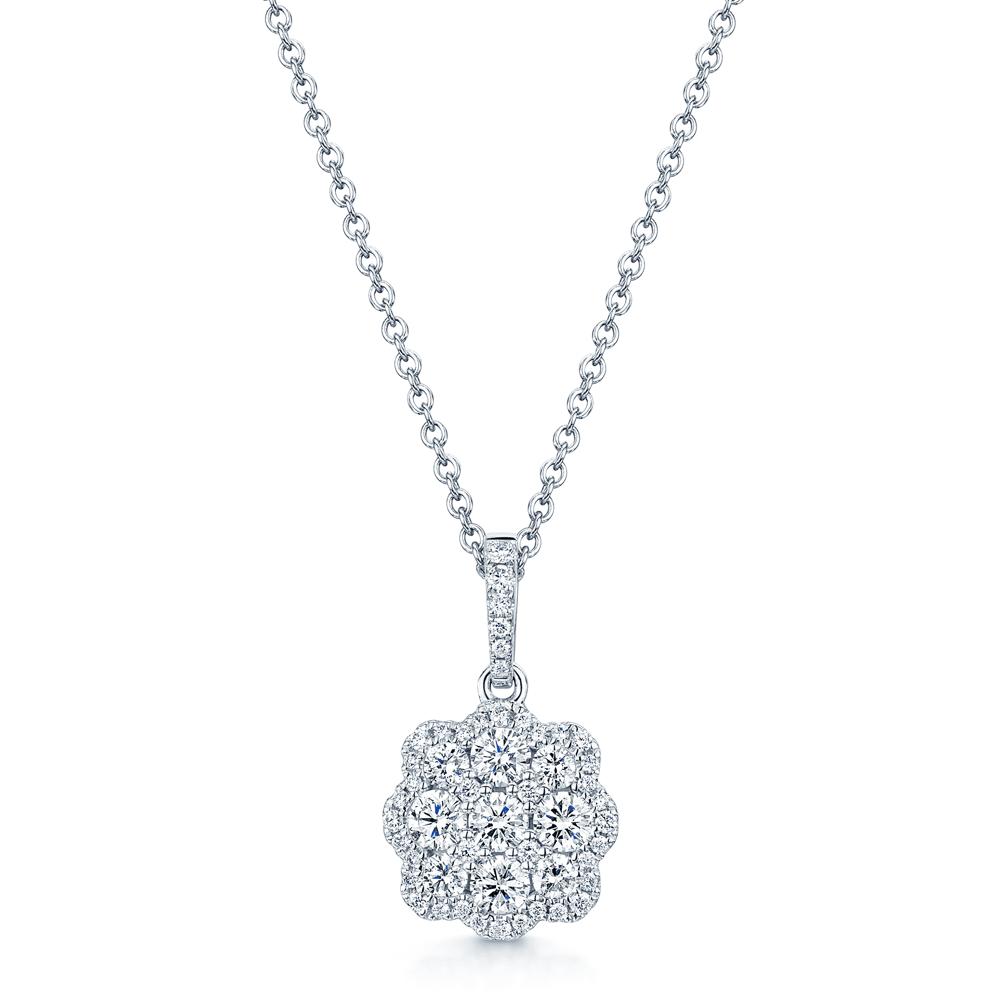 Berry's 18ct White Gold Diamond Flower Cluster Pendant - Berry's Jewellers