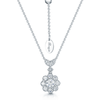 18ct White Gold Diamond Flower Millgrain Rubover Set Cluster Pendant