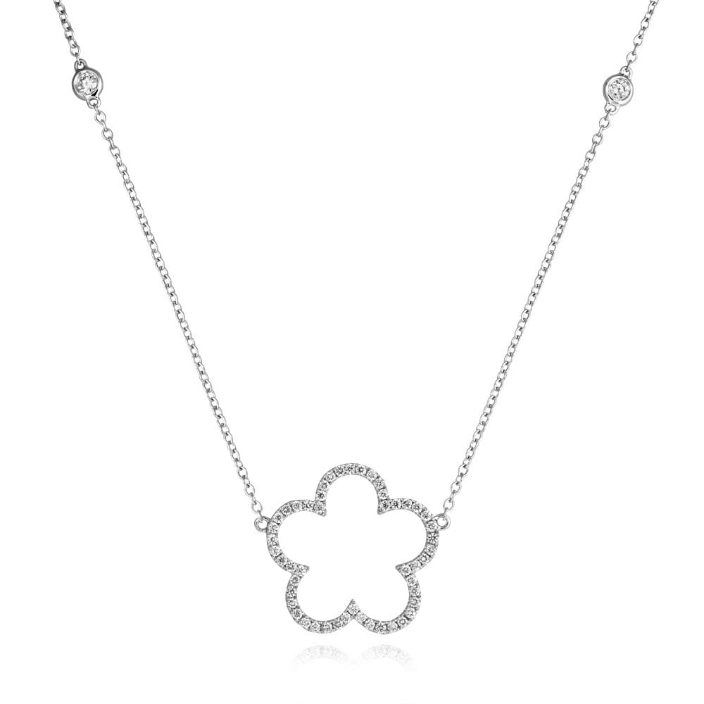 Berry's 18ct White Gold Diamond Flower Necklace - Berry's Jewellers