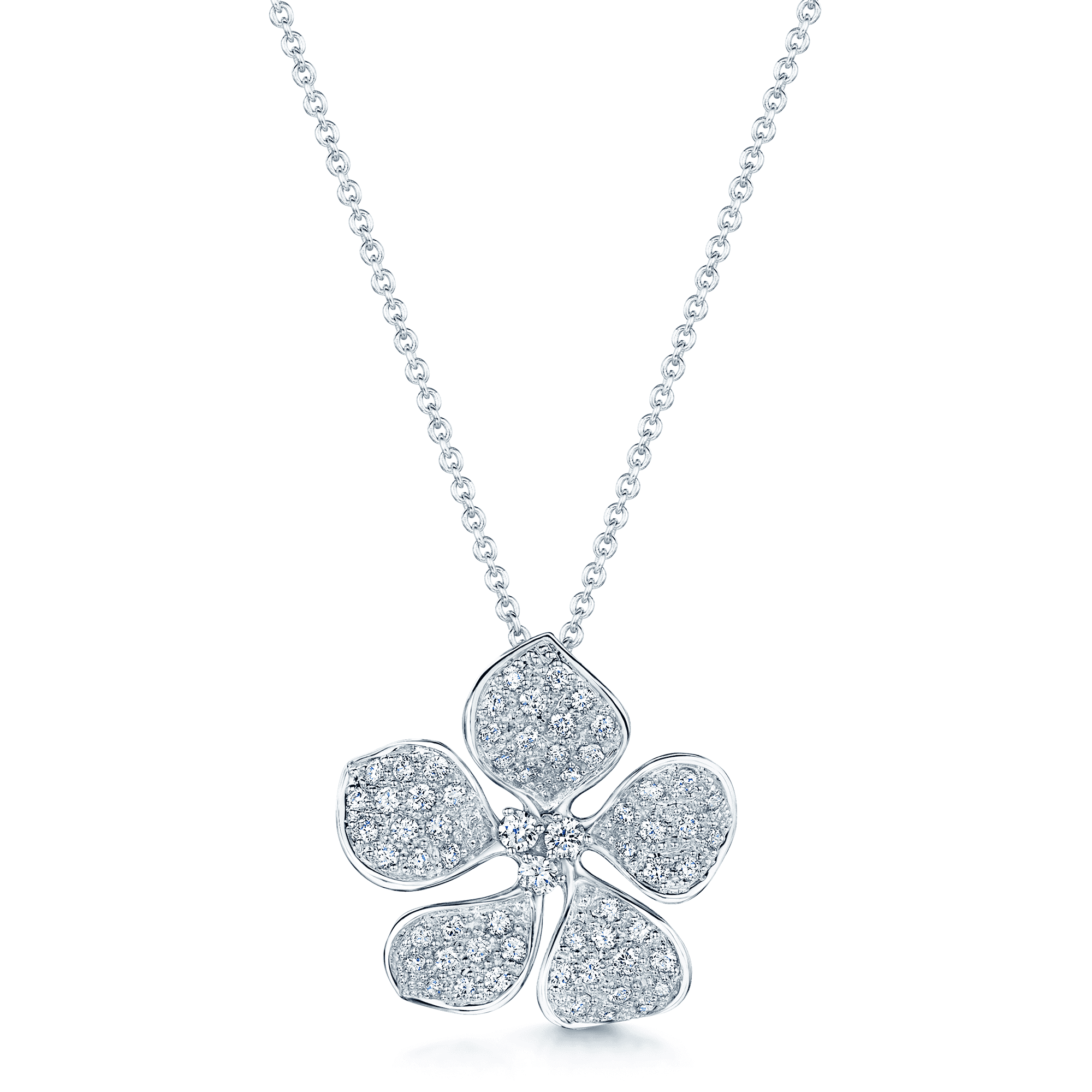 Berry's 18ct White Gold Diamond Flower Petal Pendant - Berry's Jewellers