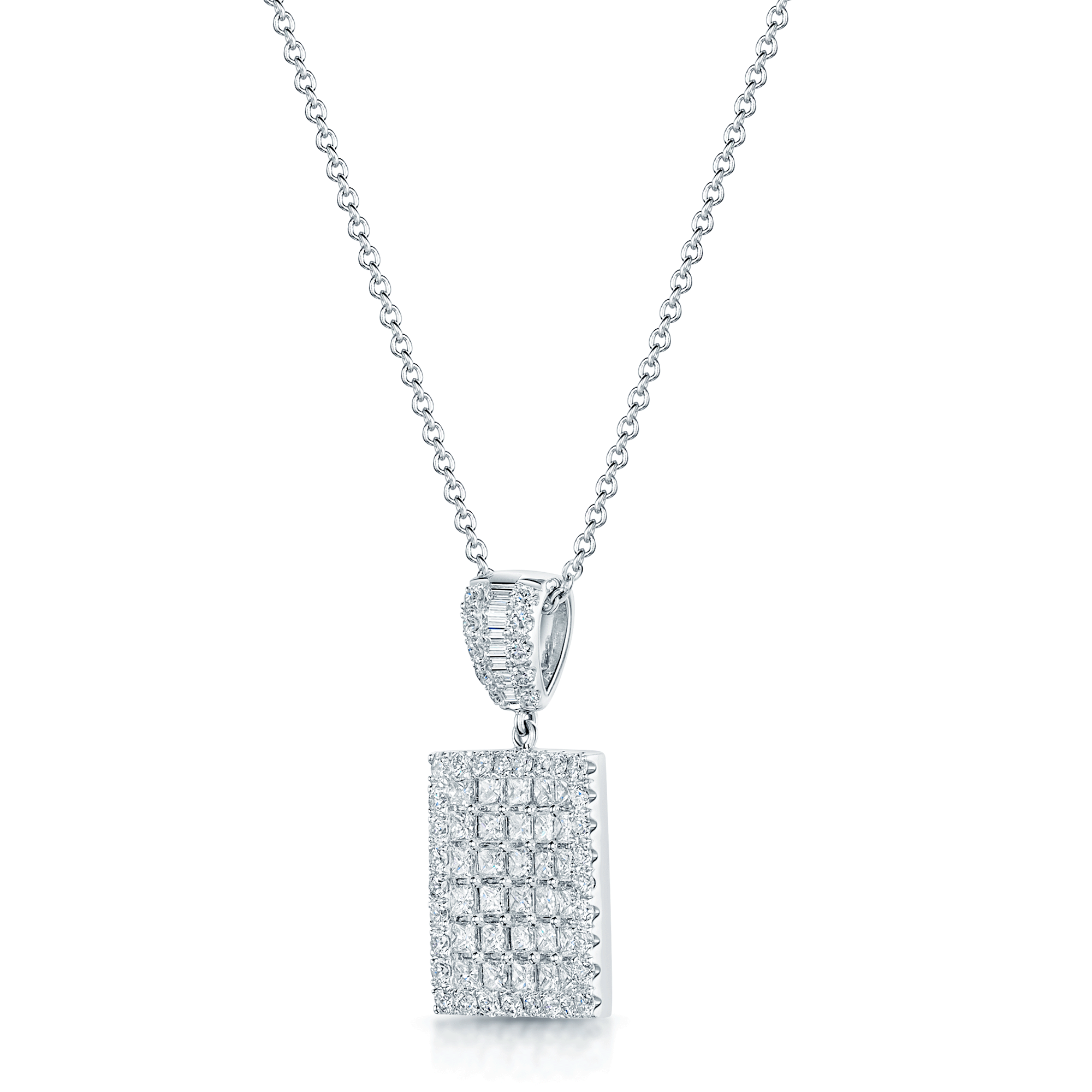 18ct White Gold Diamond Grid Pendant