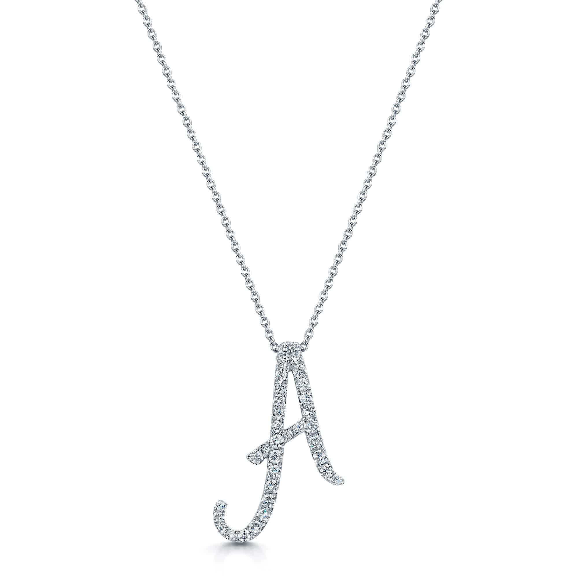 Berry's 18ct White Gold Diamond Initial "A" Pendant - Berry's Jewellers