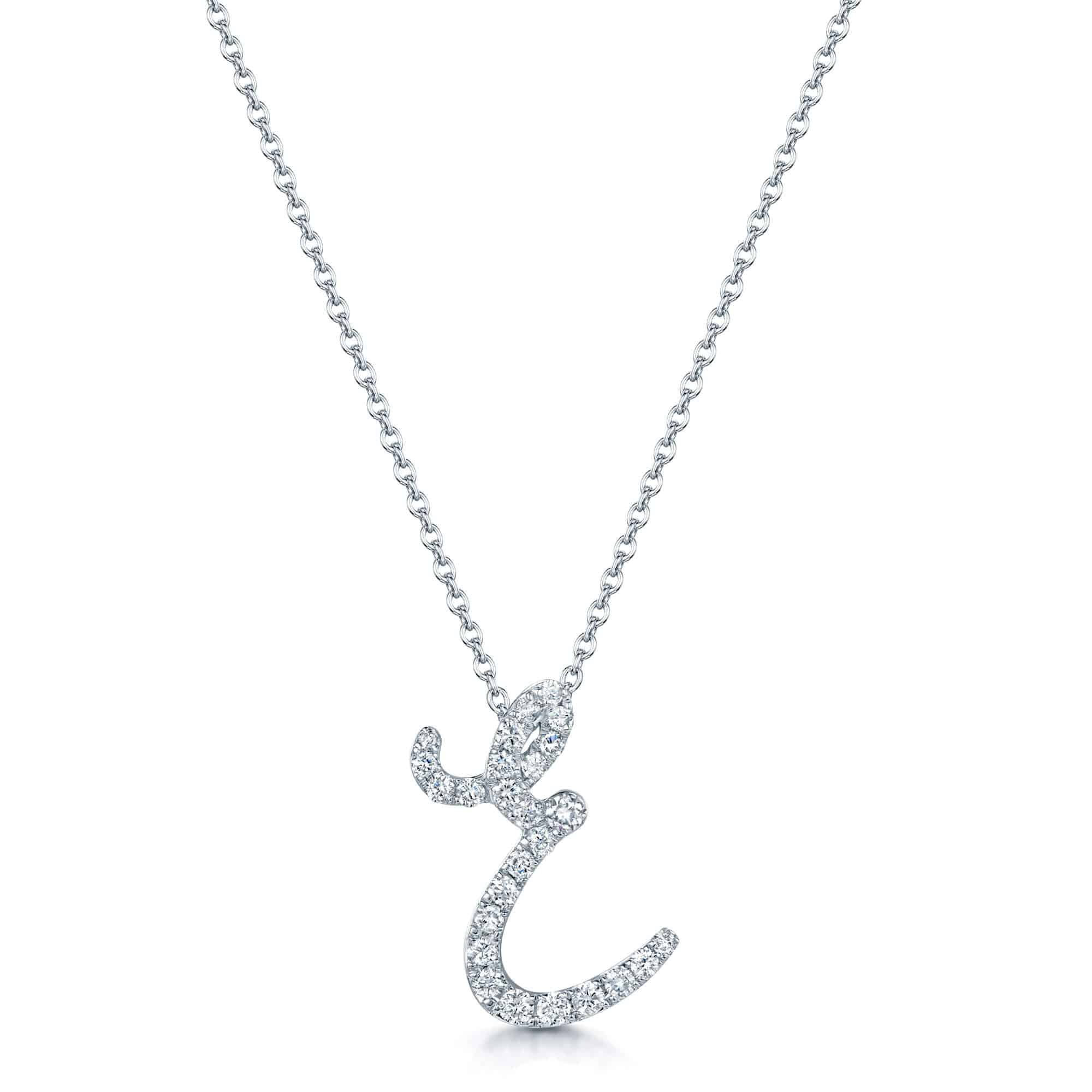 18ct White Gold Diamond Initial "E" Pendant