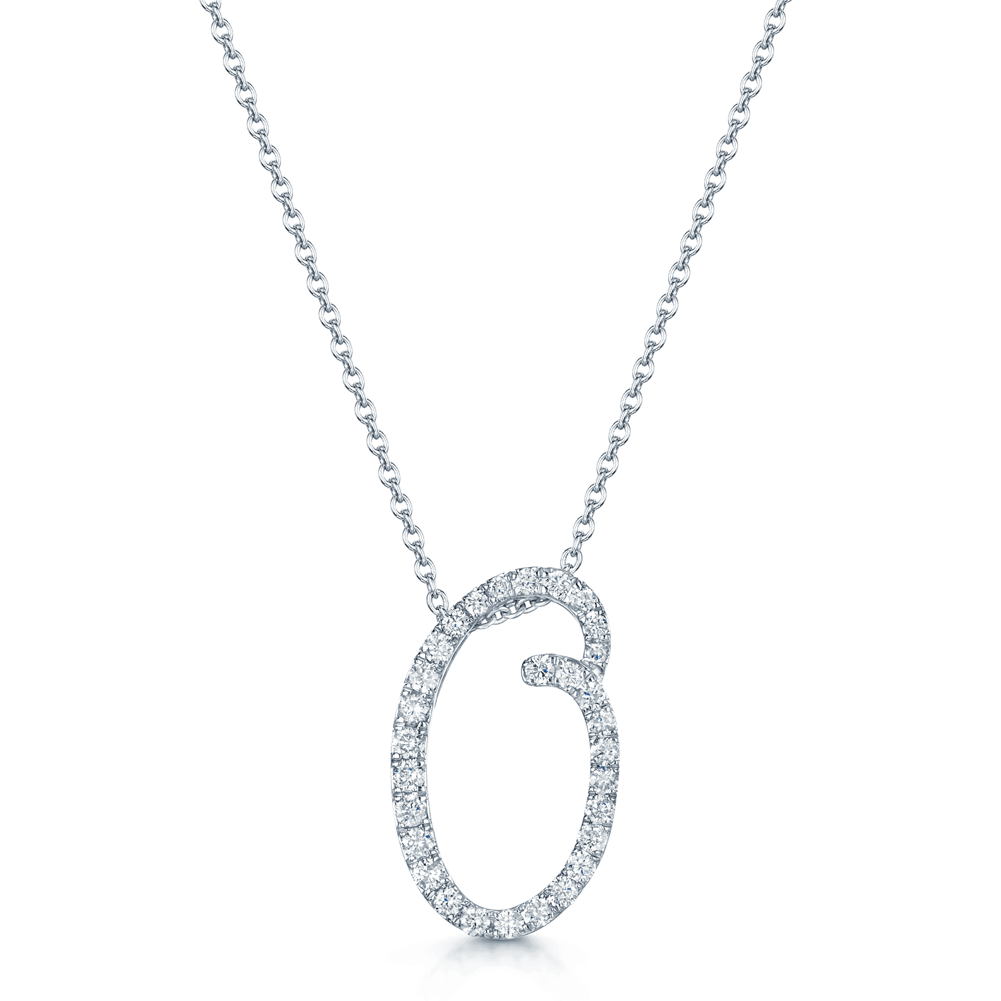 18ct White Gold Diamond Initial "O" Pendant