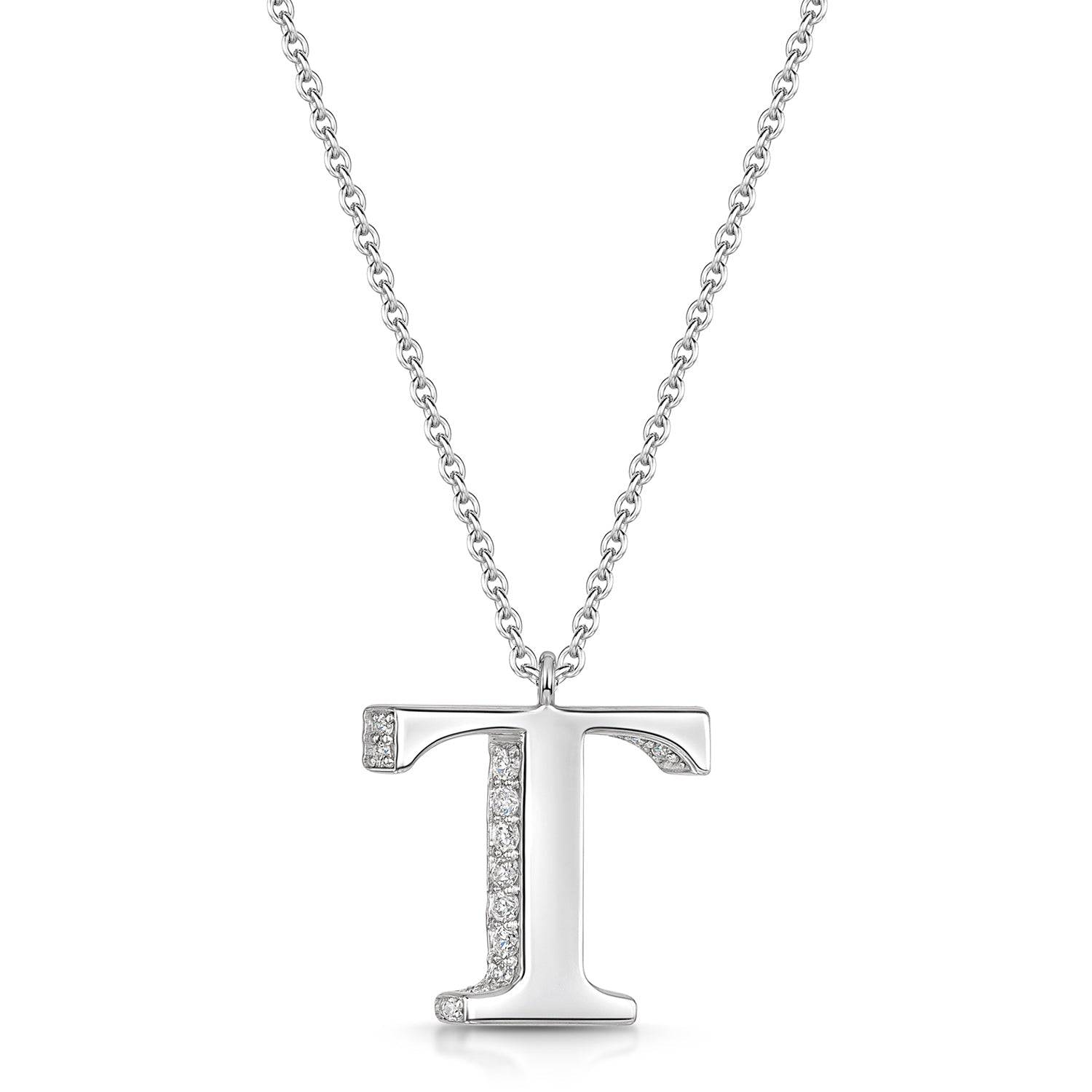 Berry's 18ct White Gold Diamond Initial Pendant & Chain - Berry's Jewellers